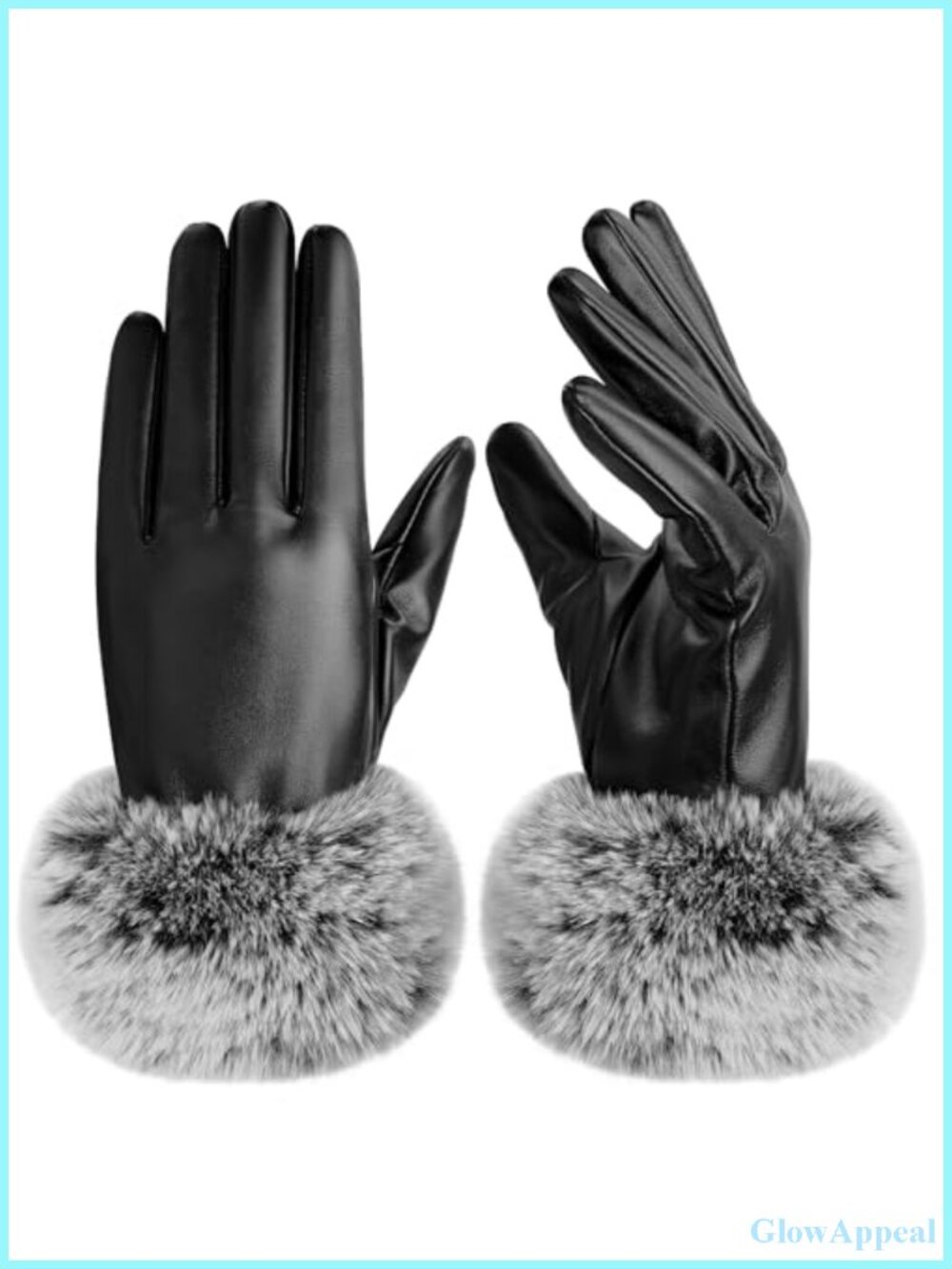 Women's PU Leather Gloves Fur Cuff Touchscreen Driving Gloves